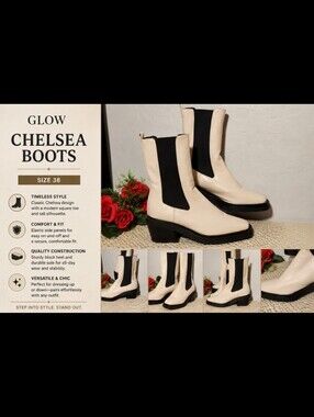 GLOW Chelsea Square Toe Tall Boot 38